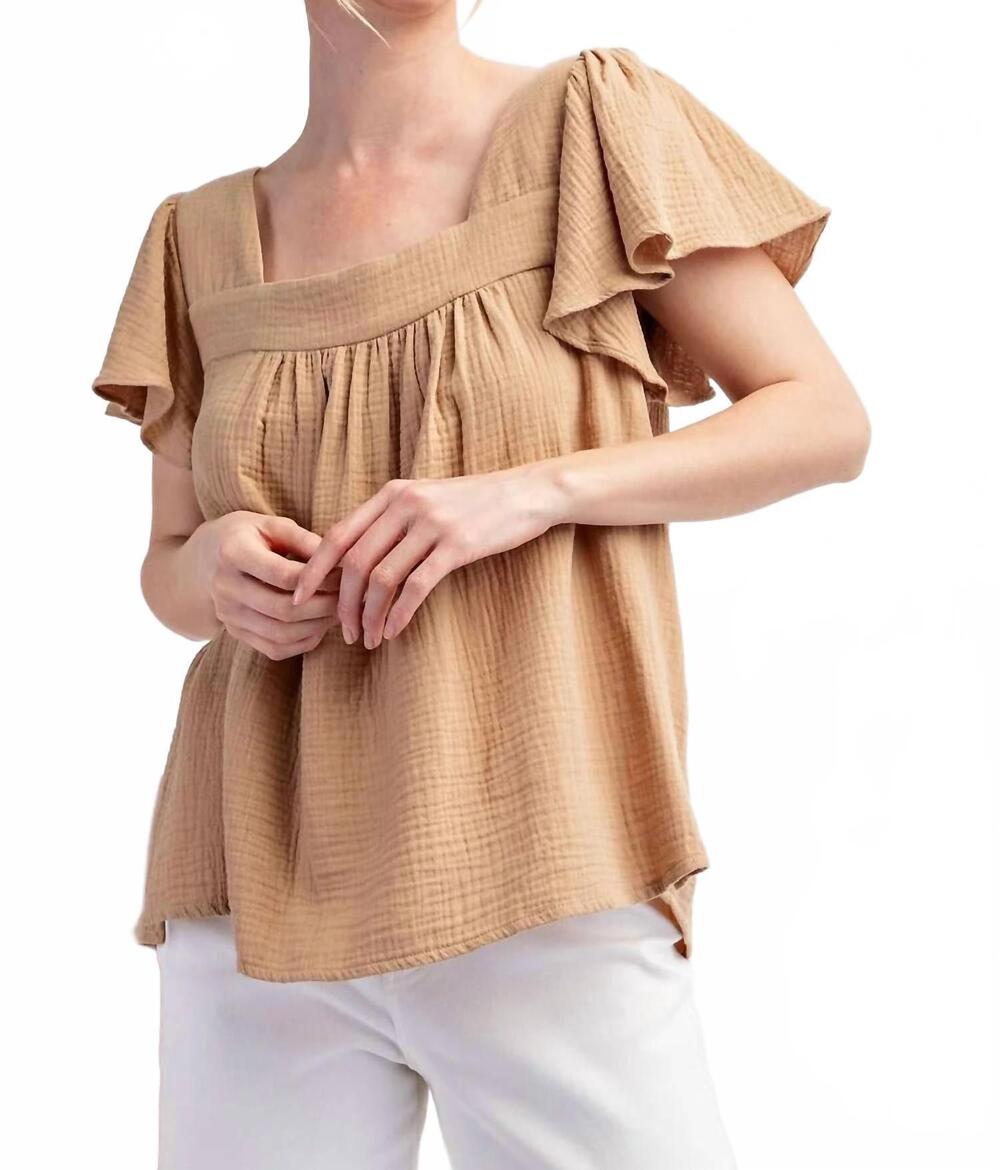 NEW EE:SOME miami ruffle flair top in coco